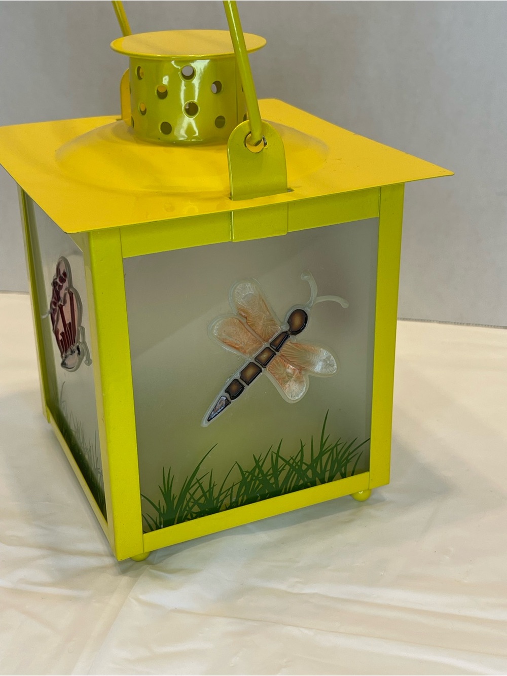 Home Accents Yellow Dragonfly Glass Lantern